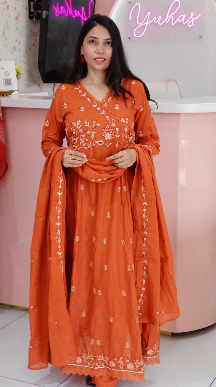 Rustic Orange Anarkali Salwar- YVS427