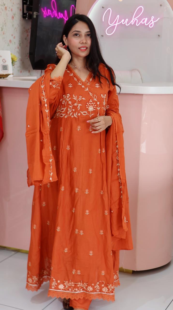 Rustic Orange Anarkali Salwar- YVS427