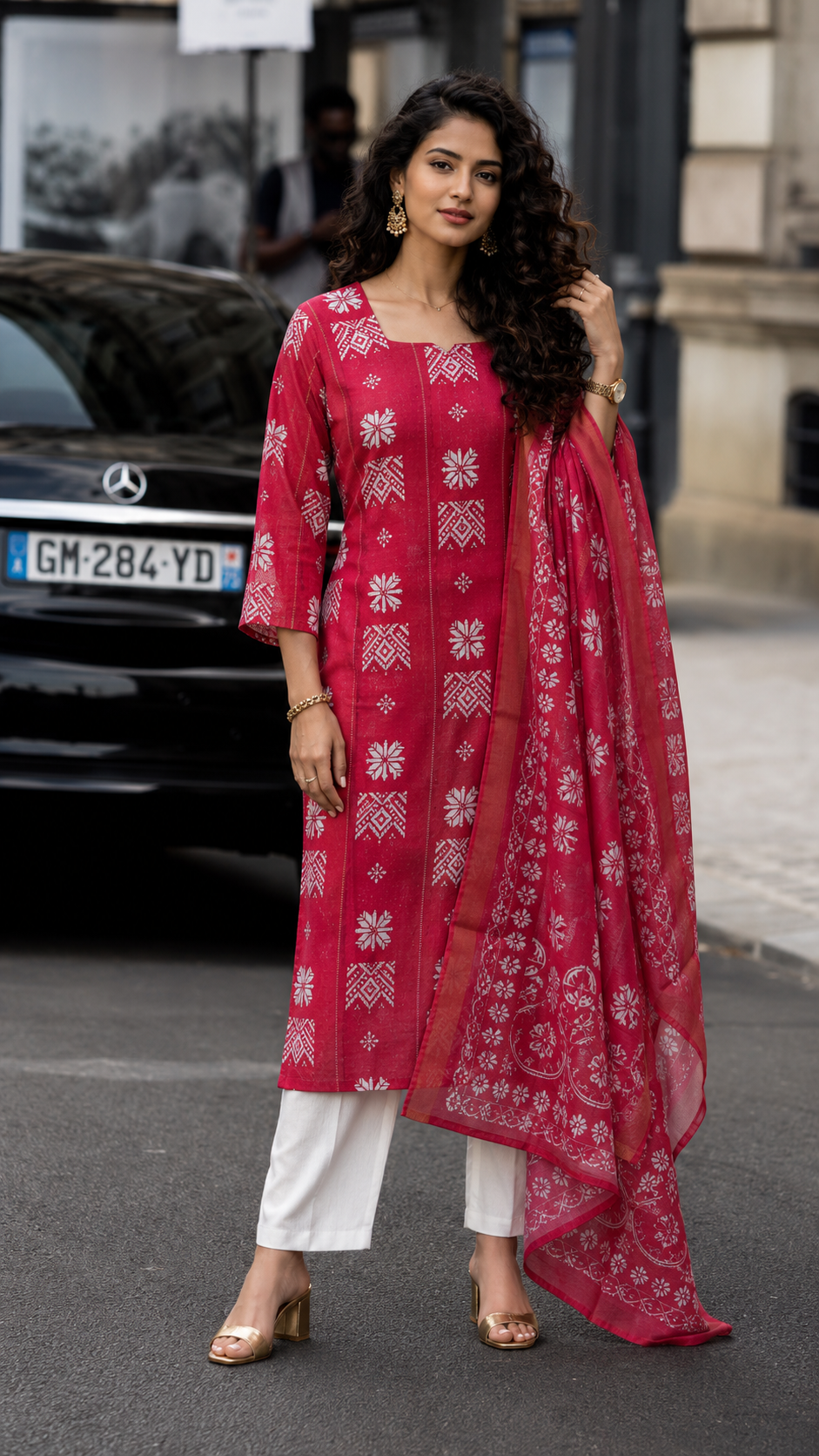 Reddish Pink Soft Organza Salwar suit -  YVS441