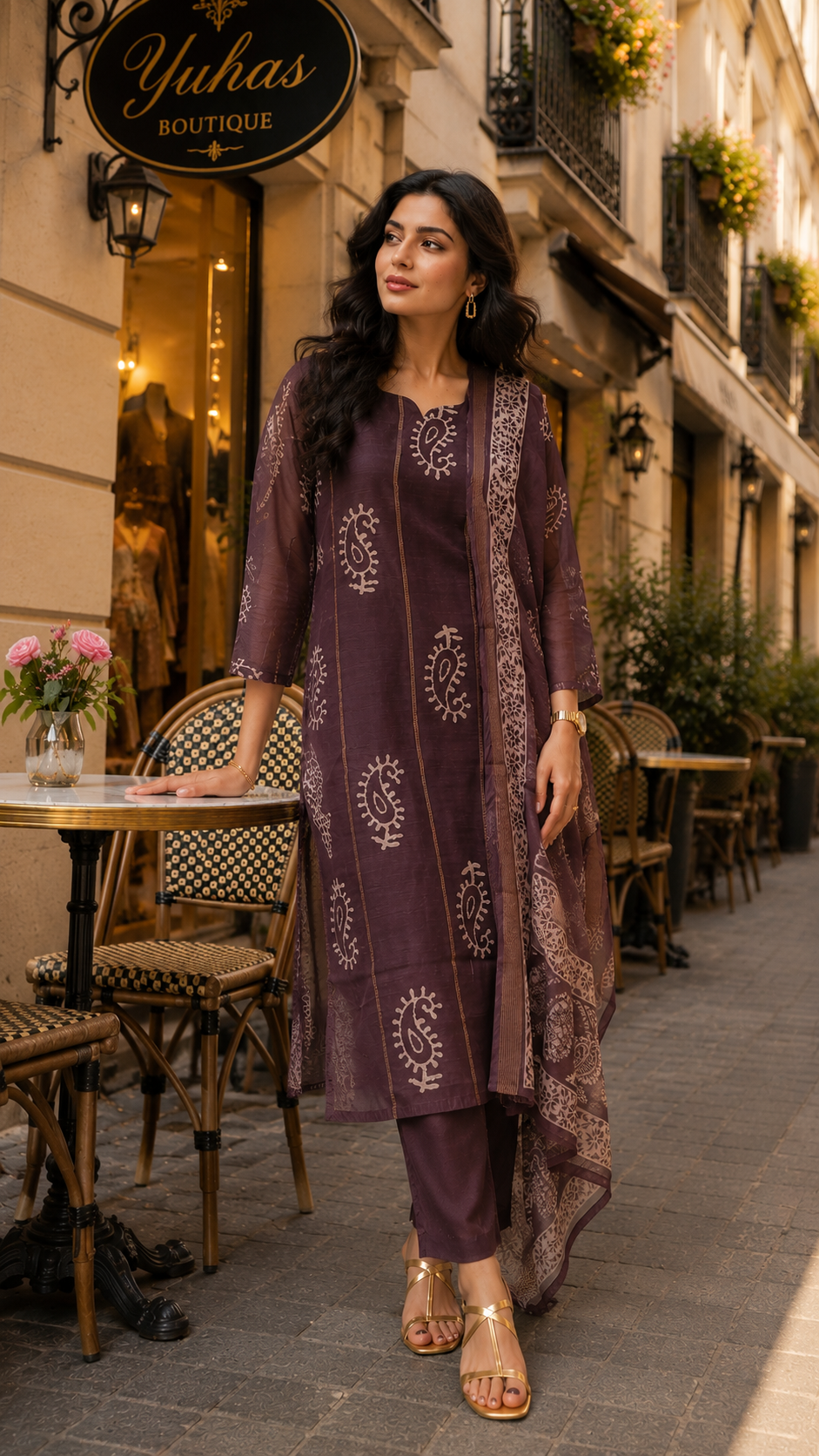Smoky Plum Soft Organza Salwar suit YVS443