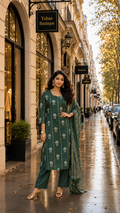 Bottel Green Soft Organza Salwar suit -  YVS444
