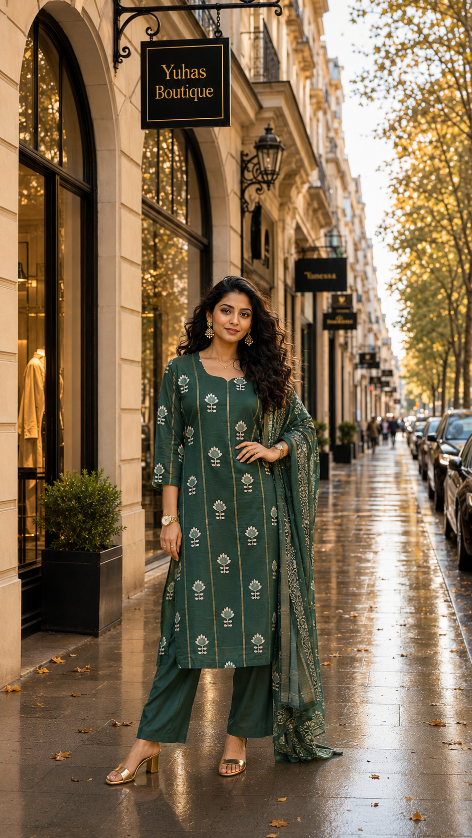 Bottel Green Soft Organza Salwar suit -  YVS444