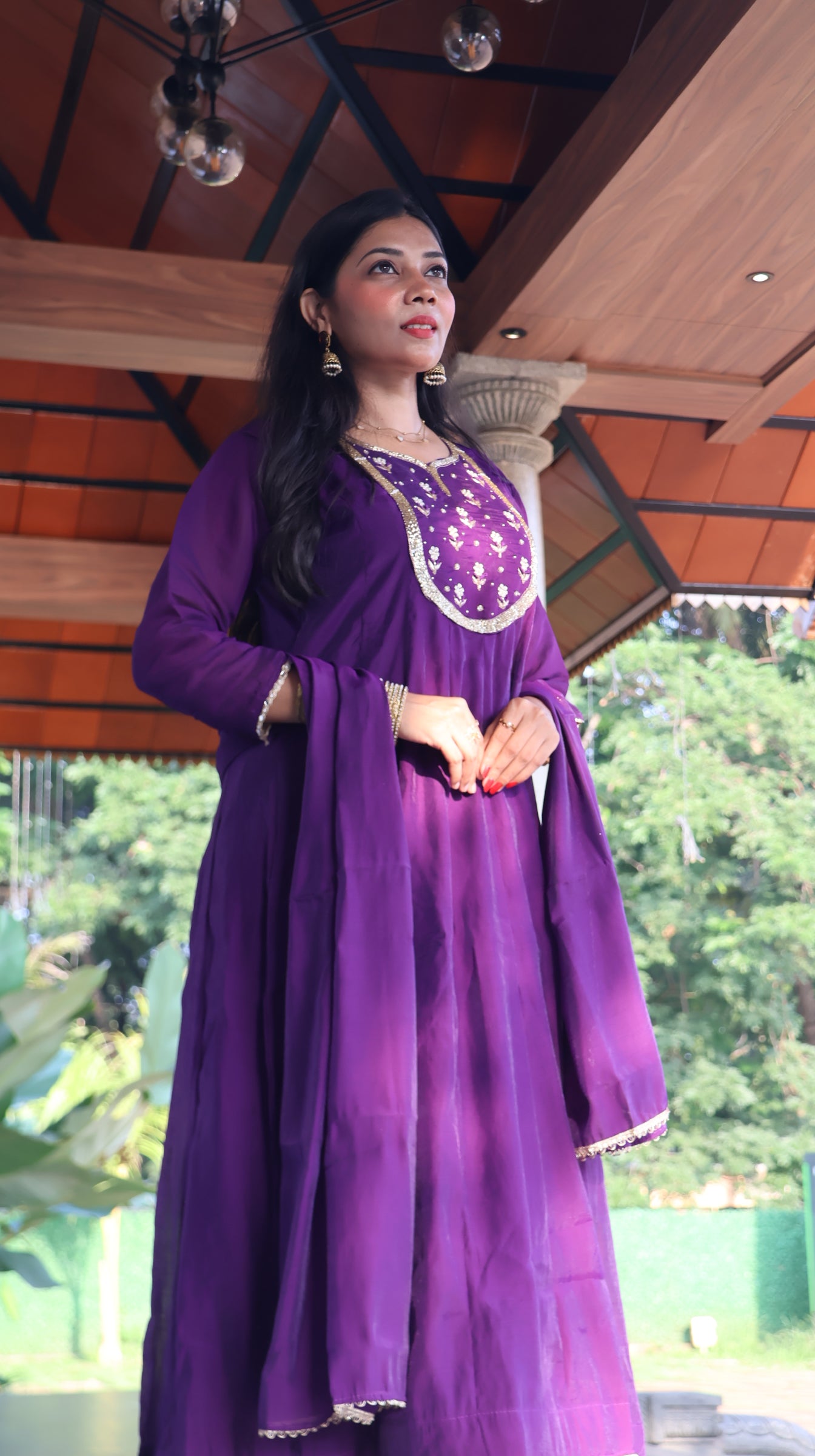 Premium Purple Mulchanderi anarkali Salwar - YVS456