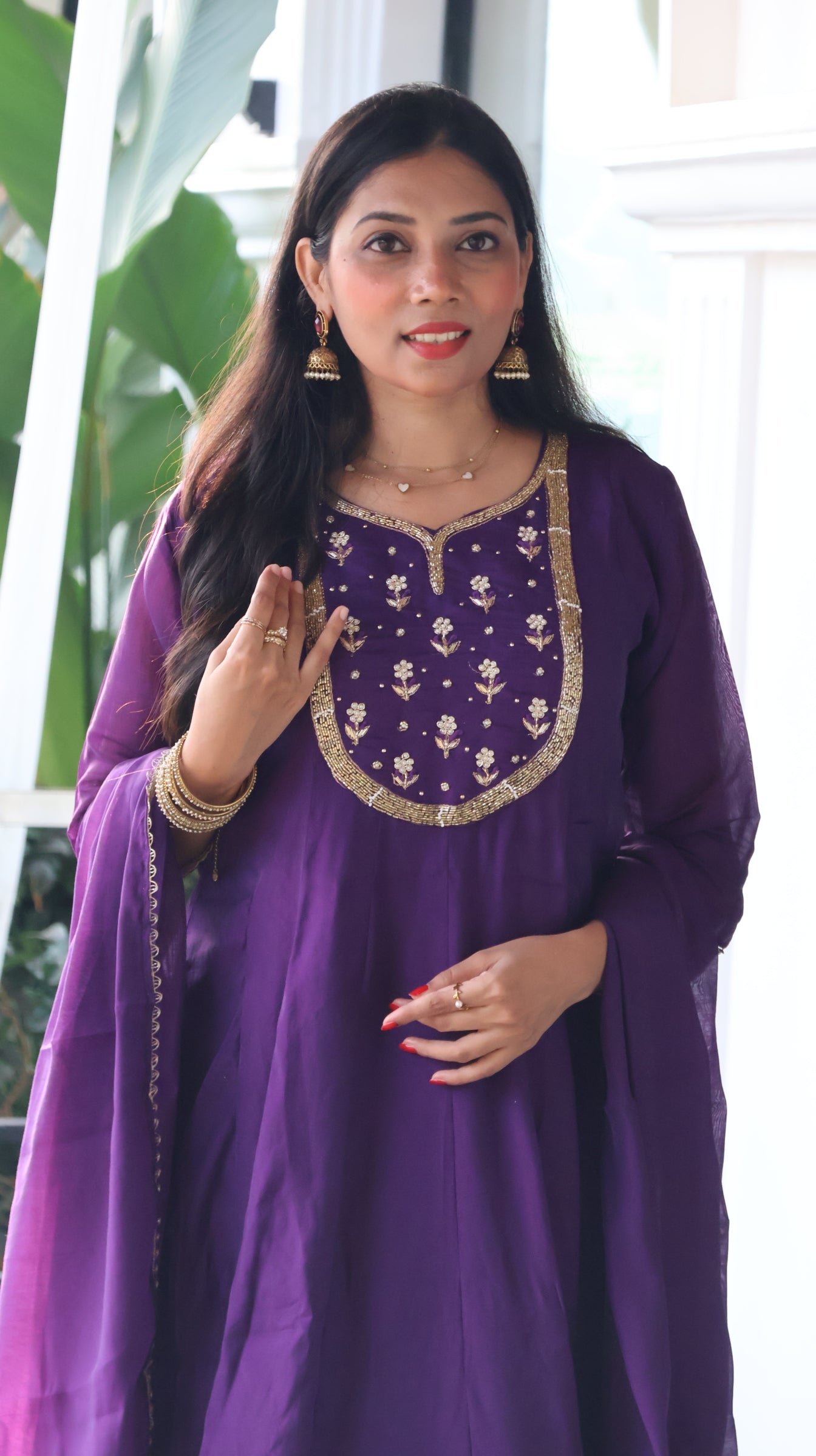 Premium Purple Mulchanderi anarkali Salwar - YVS456