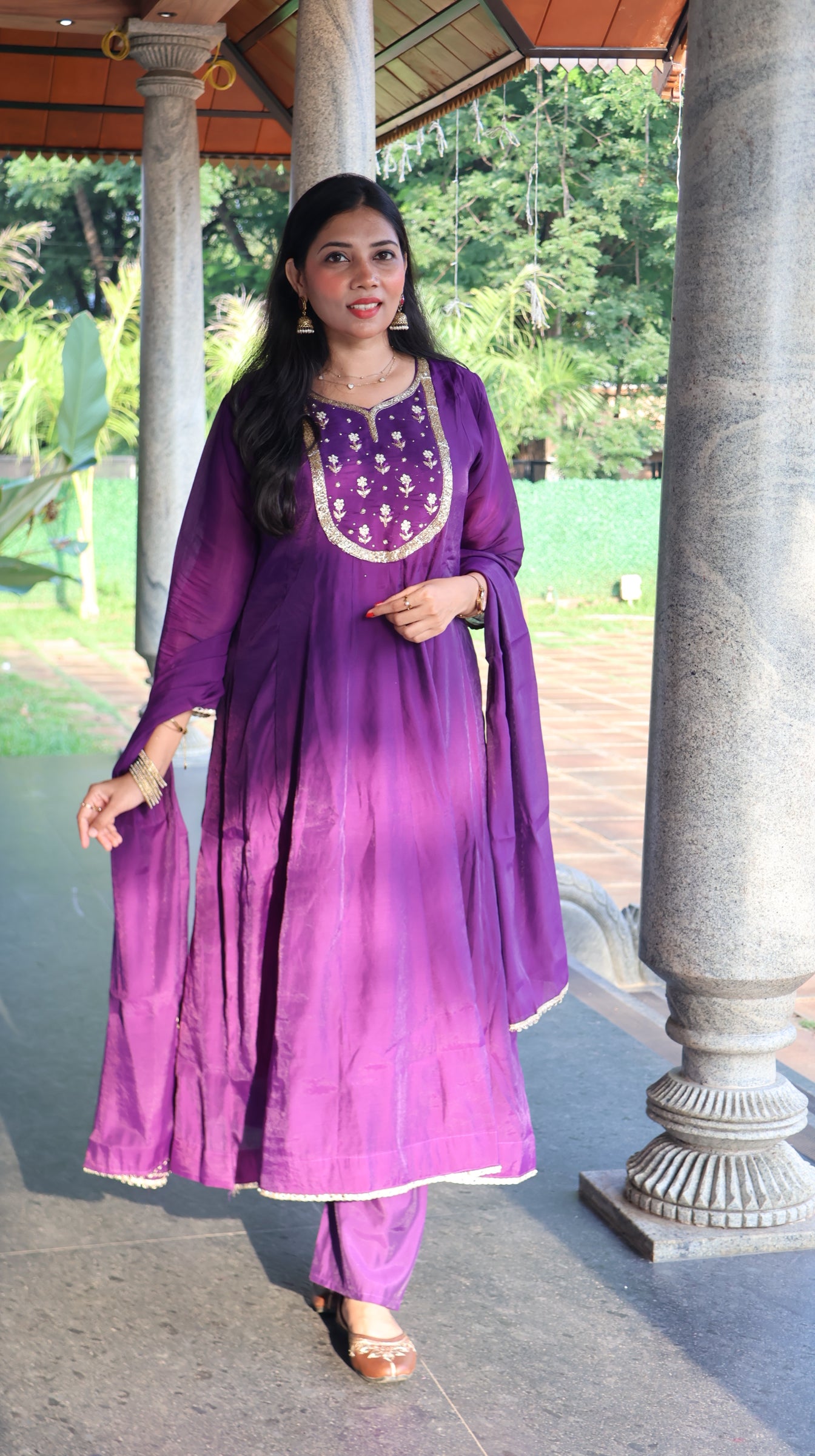 Premium Purple Mulchanderi anarkali Salwar - YVS456