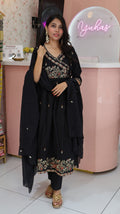 Pure Cotton Black Anarkali Salwar - YVS465