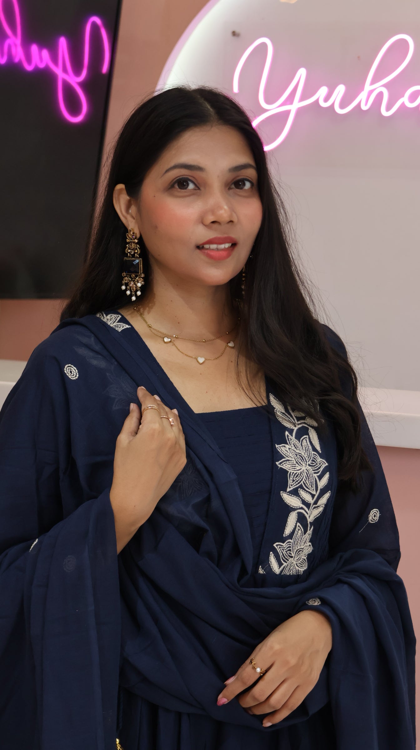 Premium NevyBlue Mul cotton Anarkali Suit - YVS466
