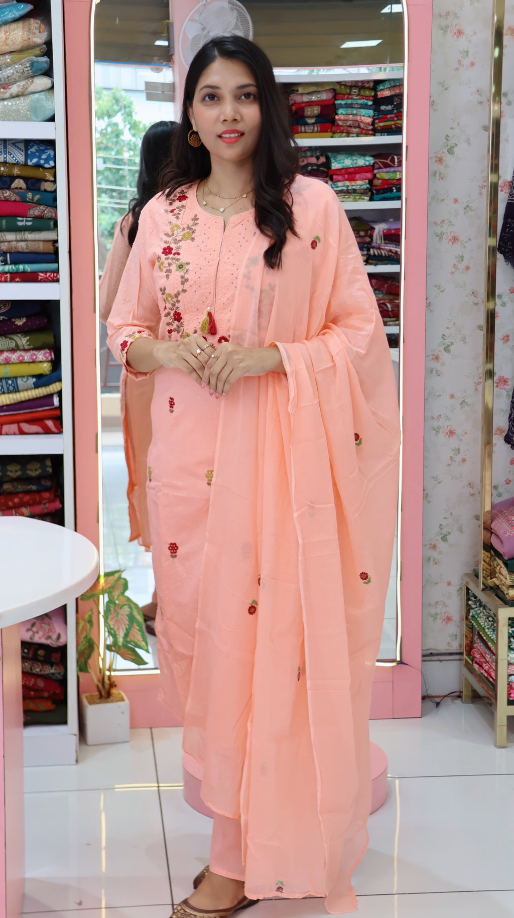 Premium Mul Cotton Peach salwar Suit -YVS468