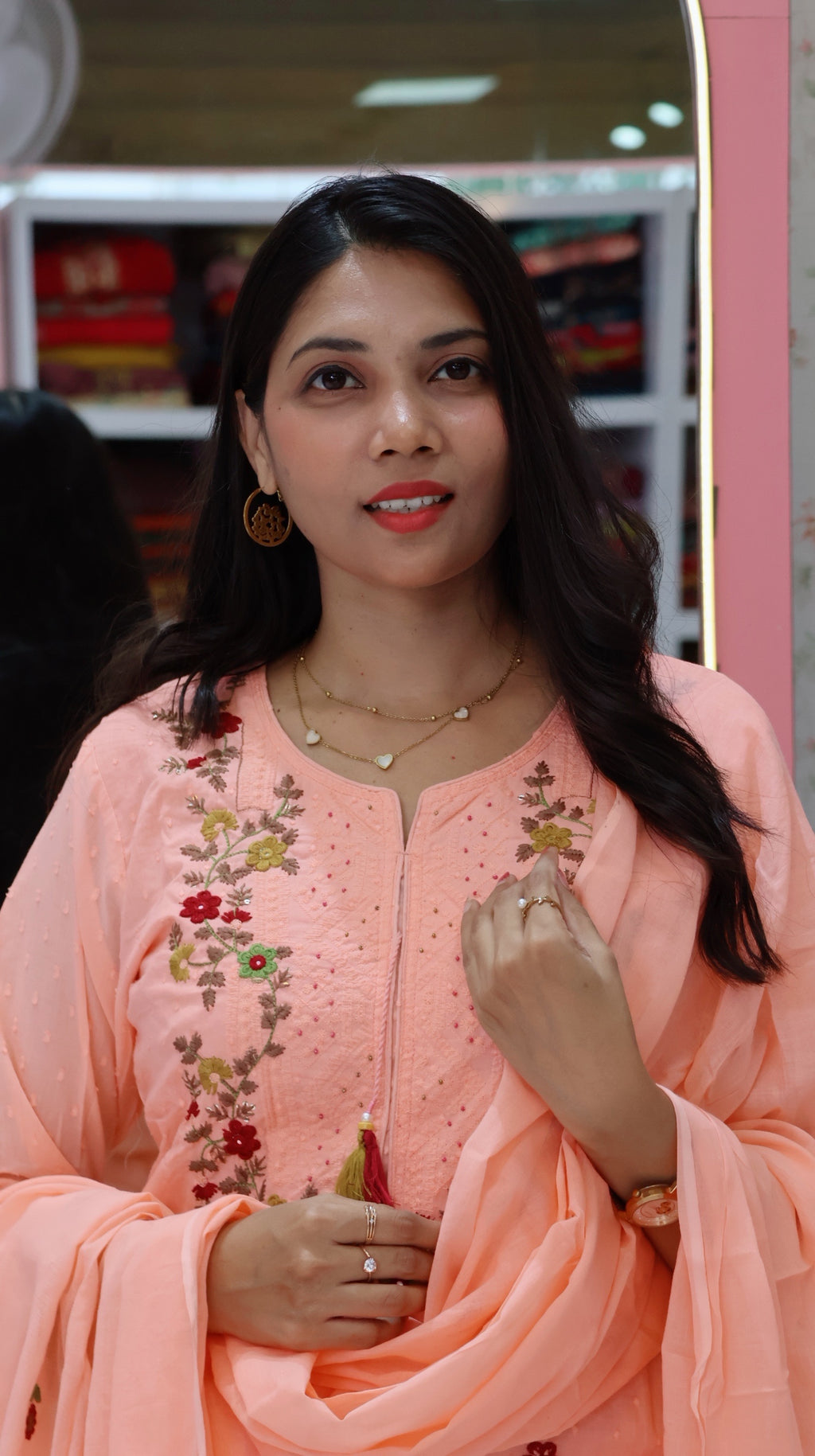 Premium Mul Cotton Peach salwar Suit -YVS468