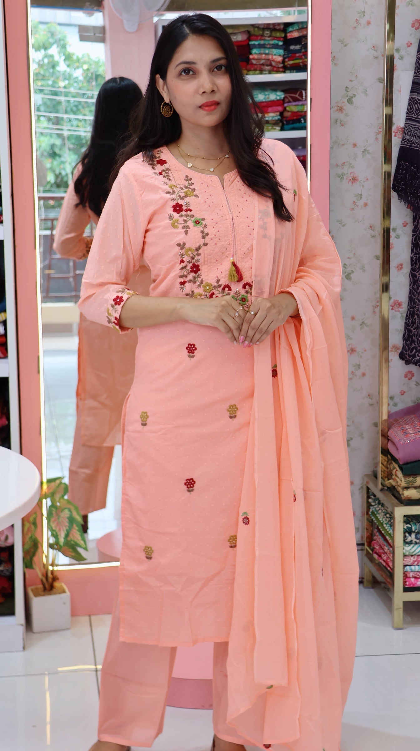 Premium Mul Cotton Peach salwar Suit -YVS468