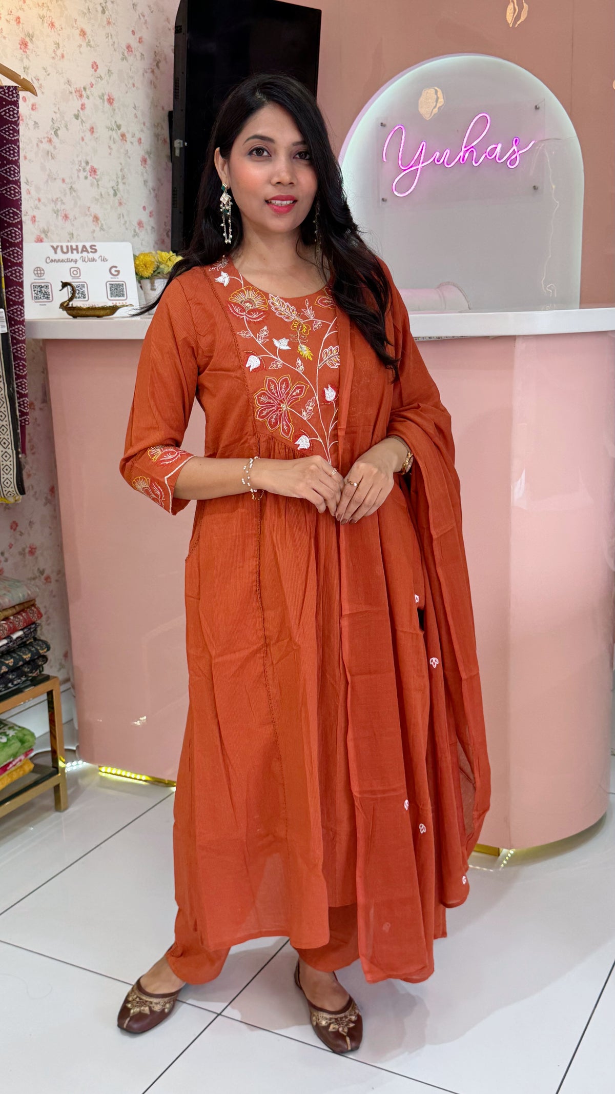 Festival Orange Anarkali salwar -YVS472