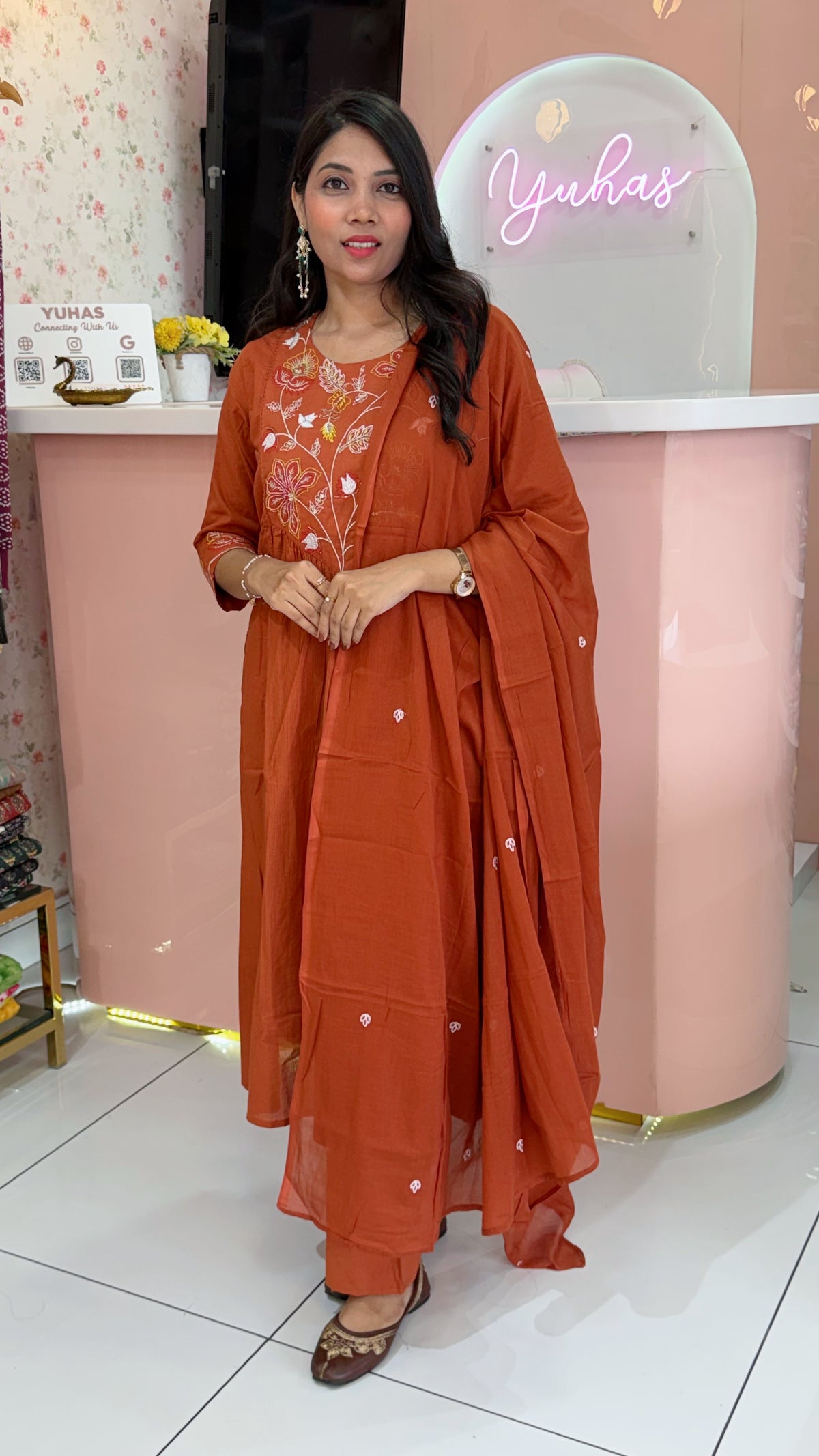 Festival Orange Anarkali salwar -YVS472