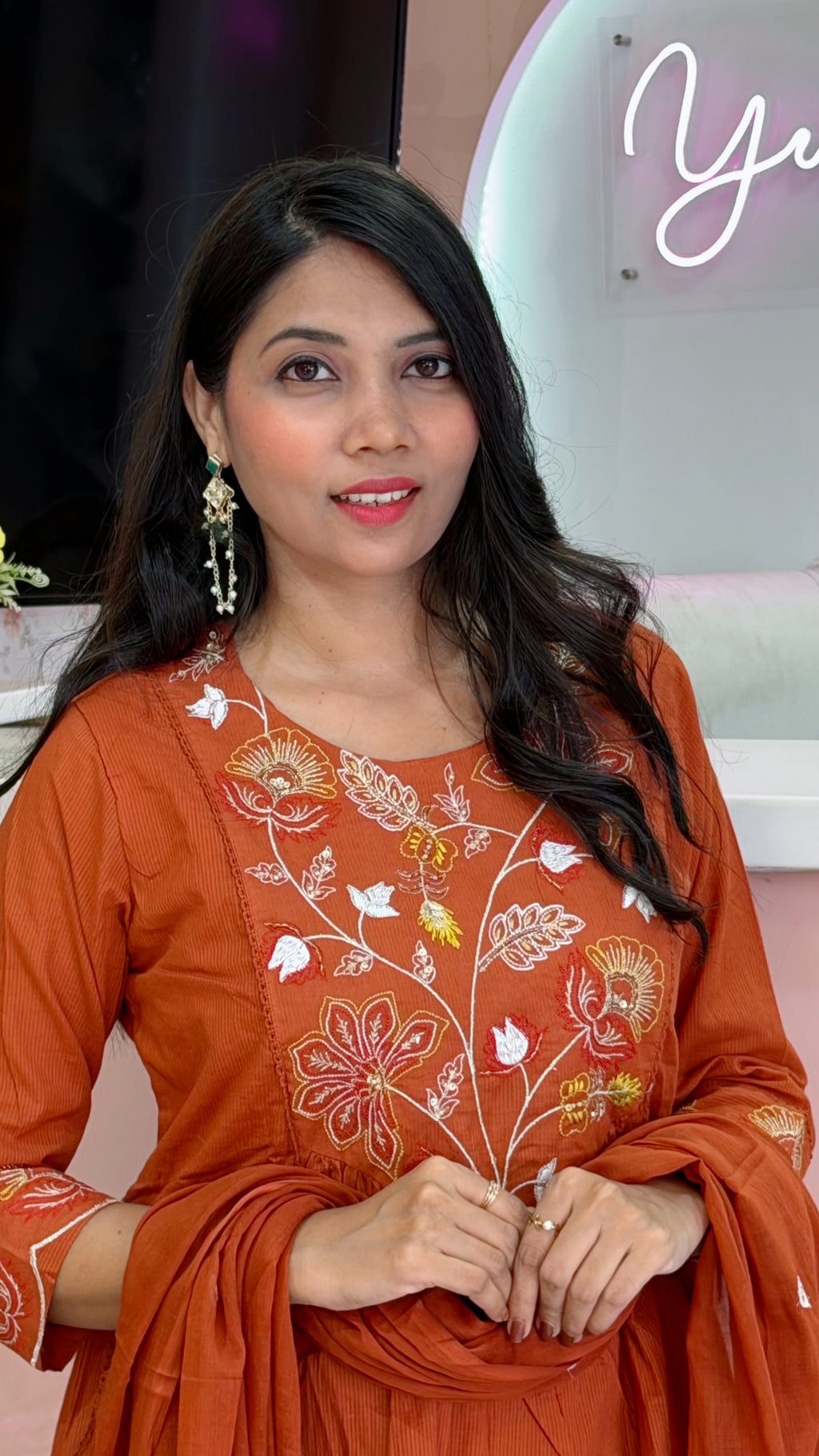 Festival Orange Anarkali salwar -YVS472