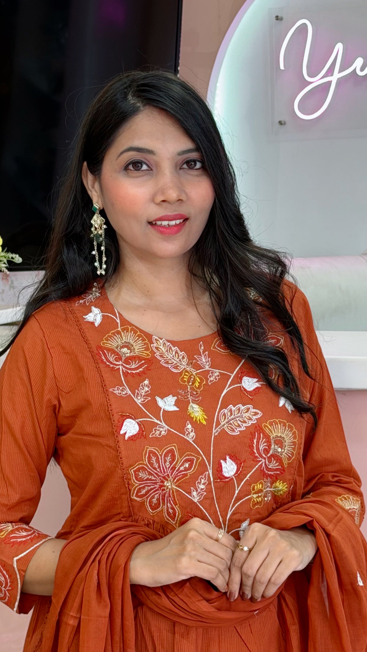 Festival Orange Anarkali salwar -YVS472