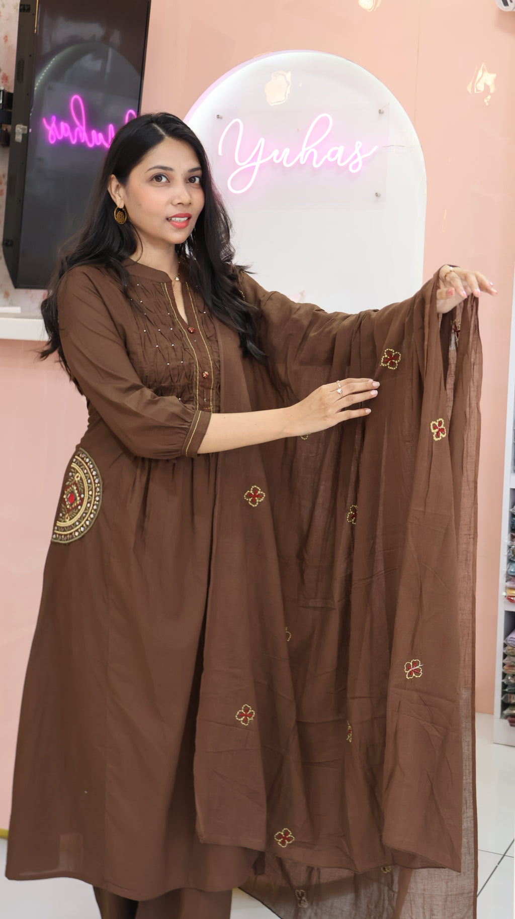 Premium Coffee Brown Anarkali Suit  YVS473