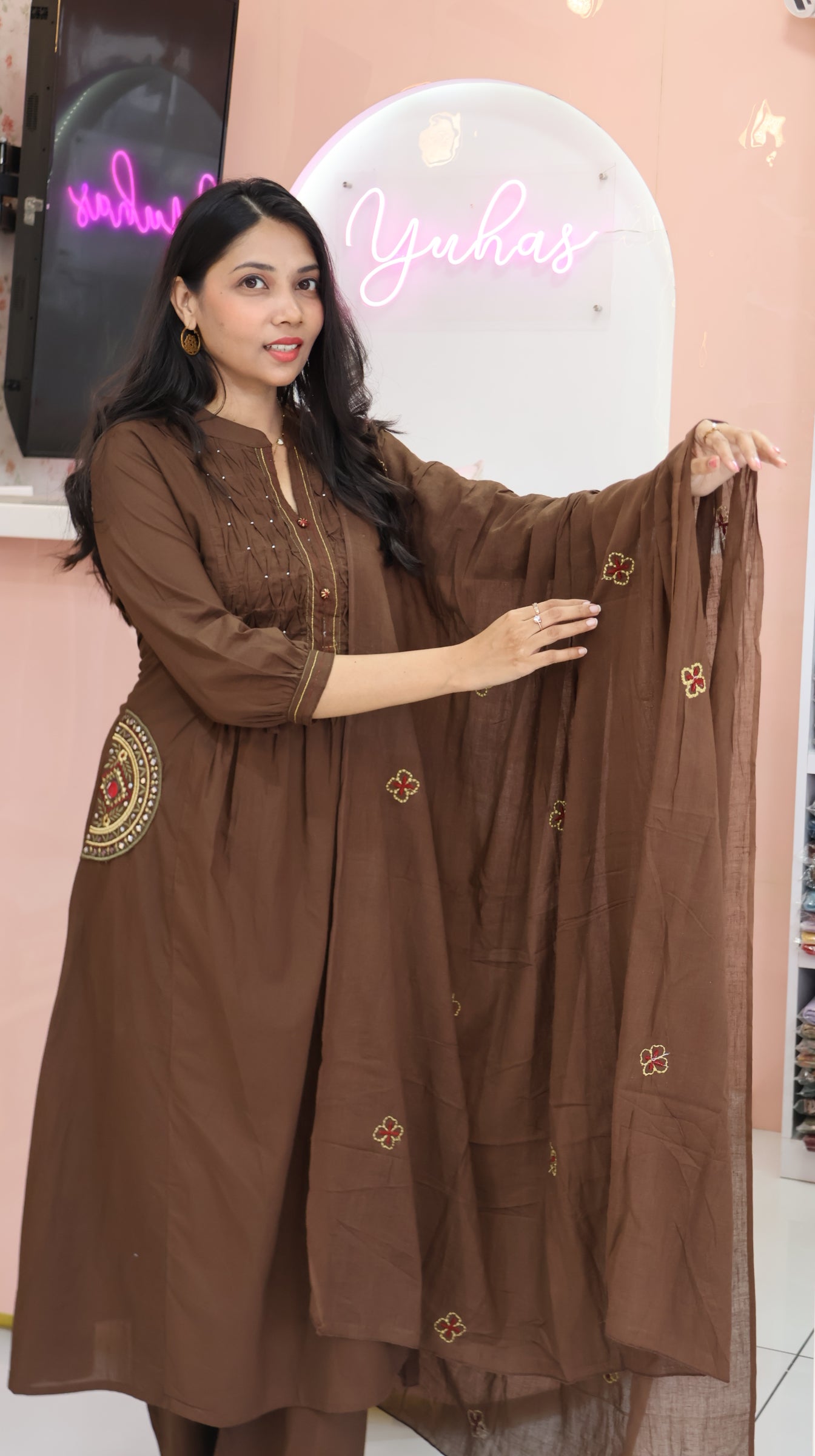Premium Coffee Brown Anarkali Suit  YVS473
