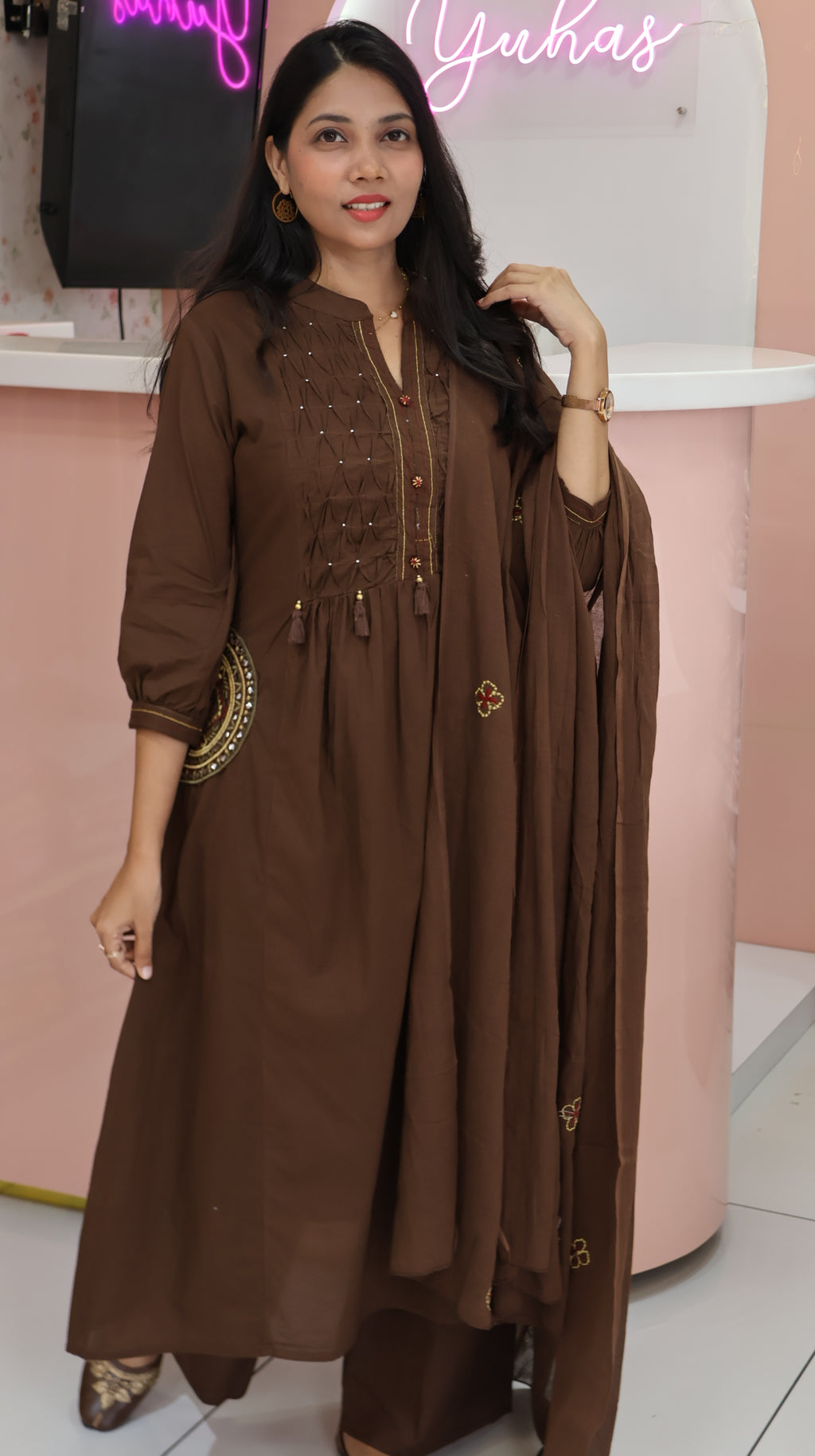 Premium Coffee Brown Anarkali Suit  YVS473