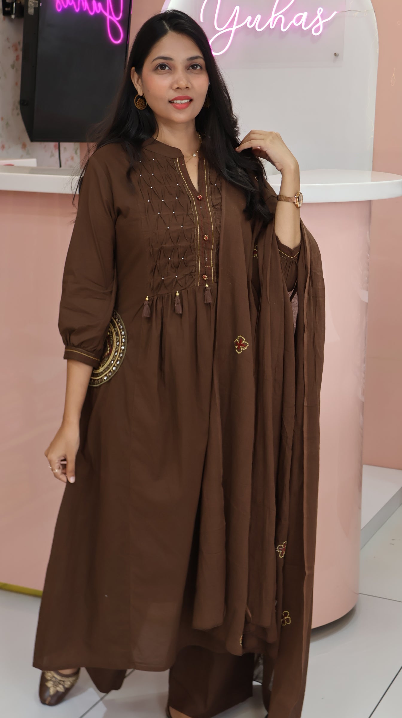 Premium Coffee Brown Anarkali Suit  YVS473