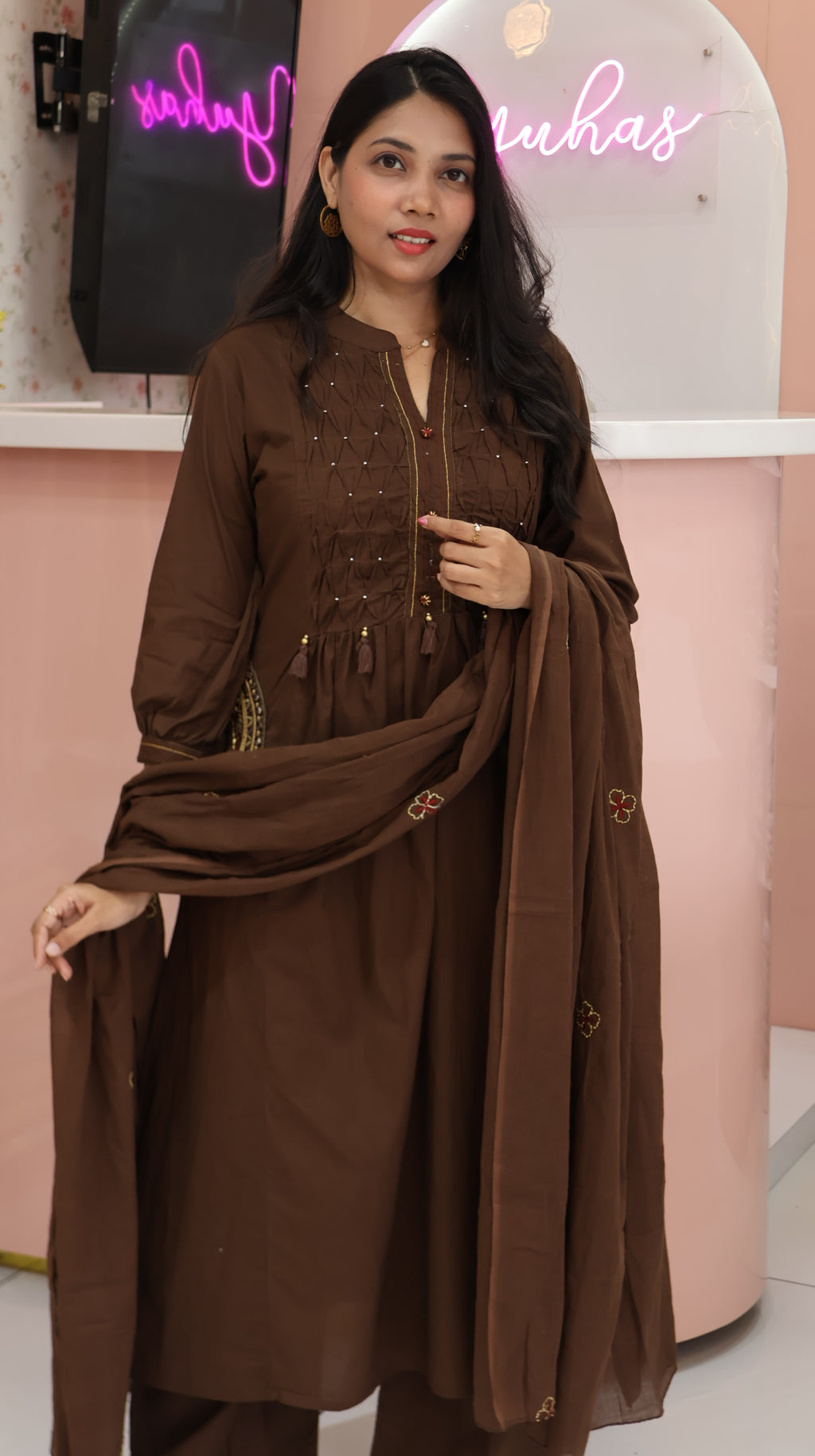 Premium Coffee Brown Anarkali Suit  YVS473
