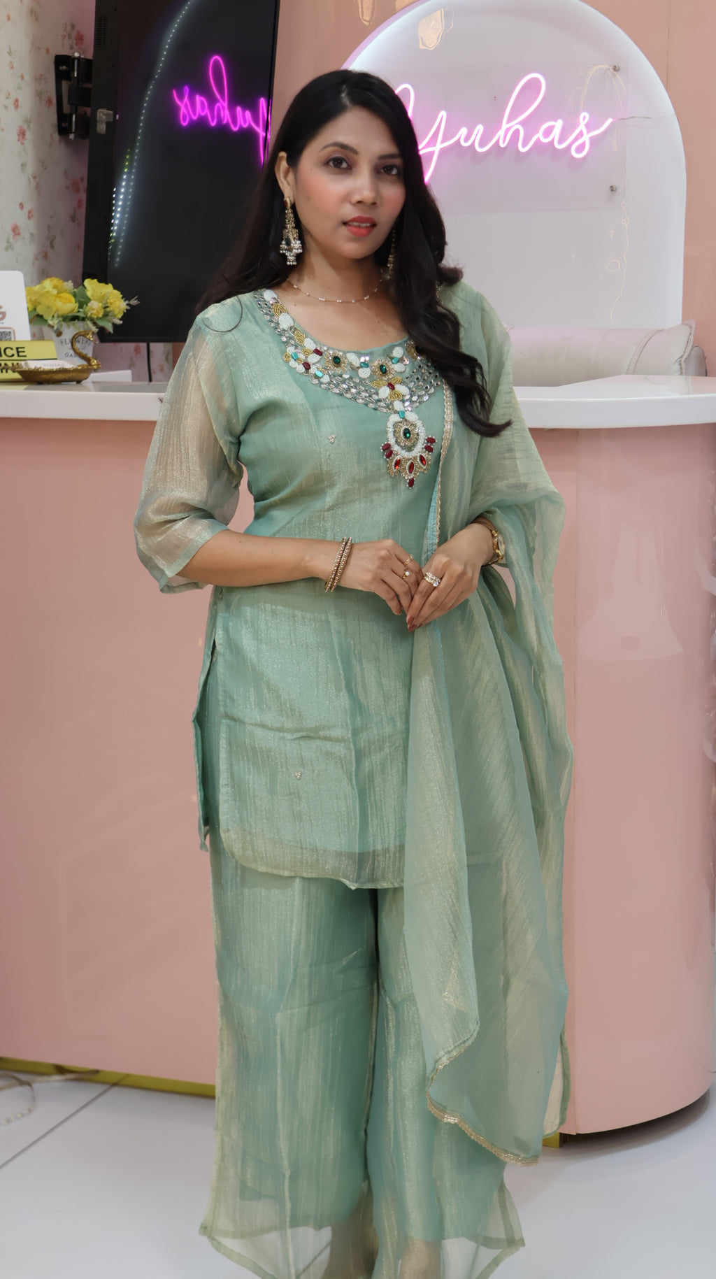 Premium Persian Green Sharara -YVS481