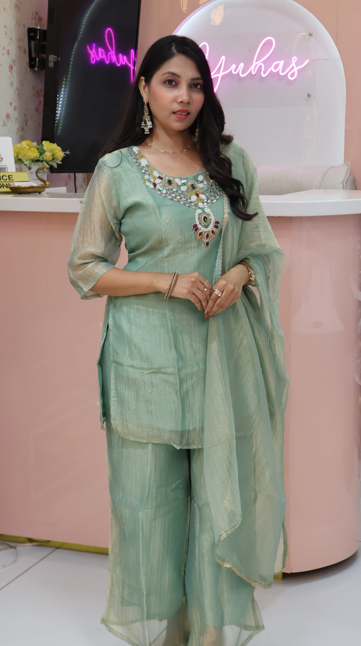 Premium Persian Green Sharara -YVS481