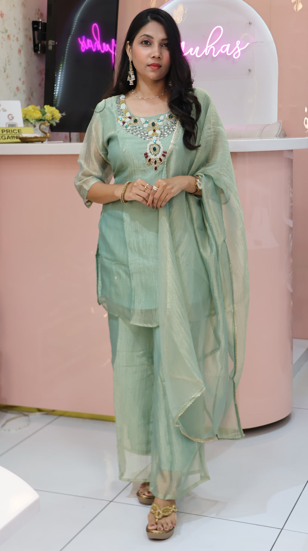 Premium Persian Green Sharara -YVS481
