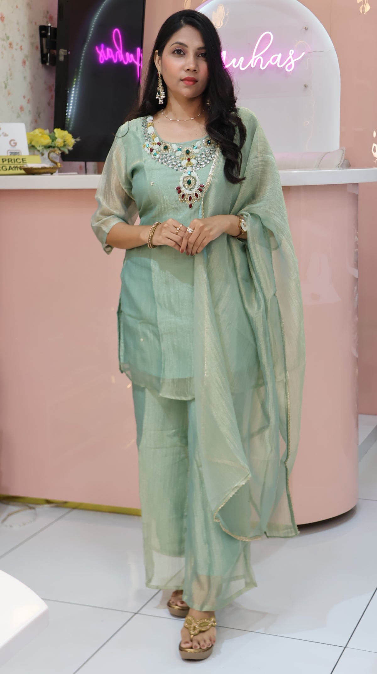 Premium Persian Green Sharara -YVS481