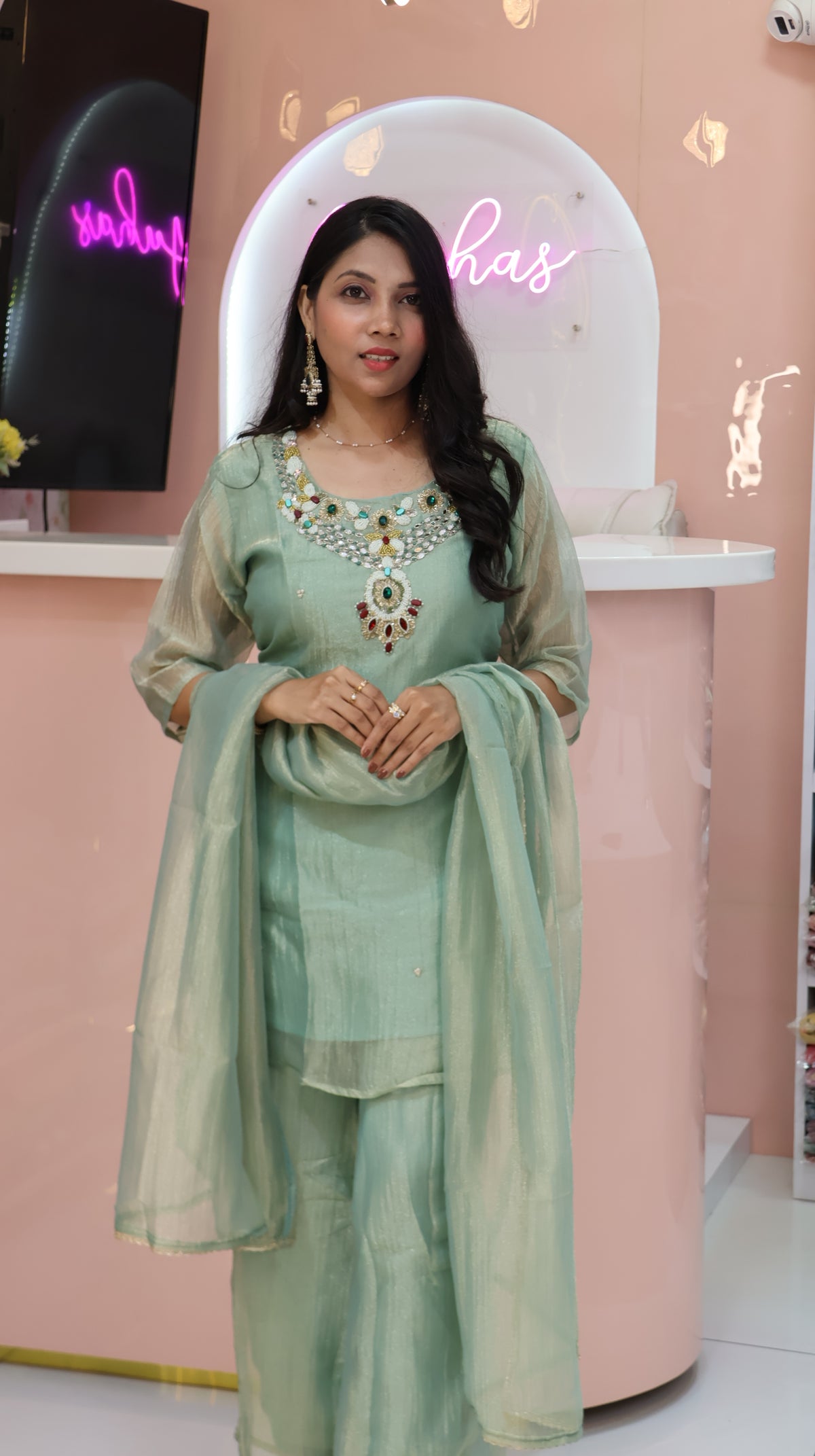 Premium Persian Green Sharara -YVS481