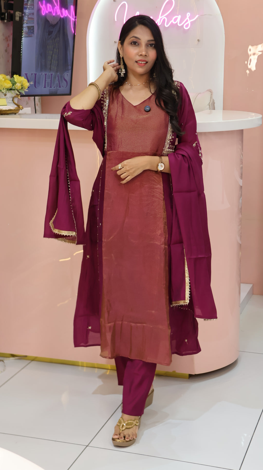 Premium Wine Partywear Salwar- YVS496