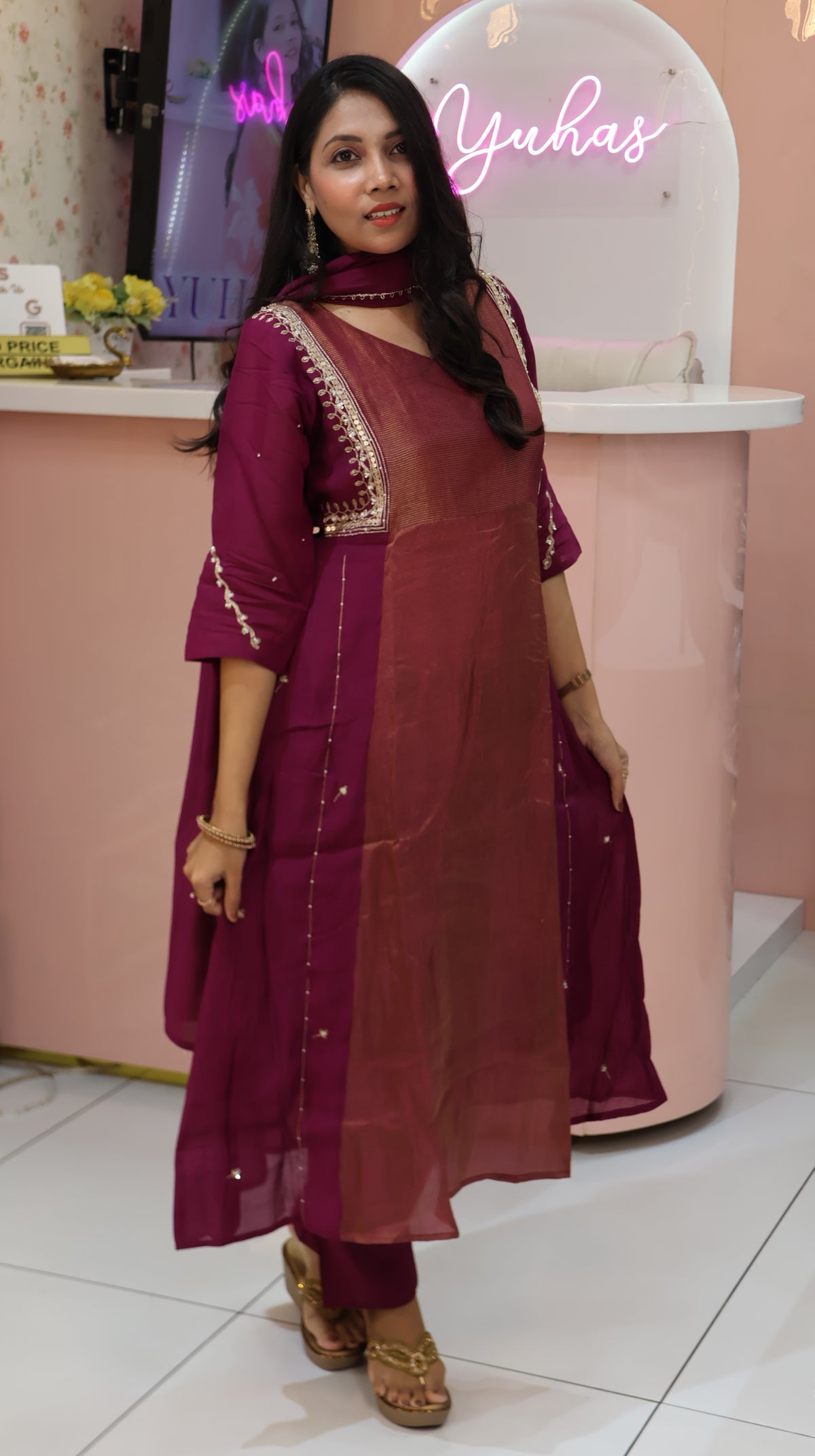 Premium Wine Partywear Salwar- YVS496