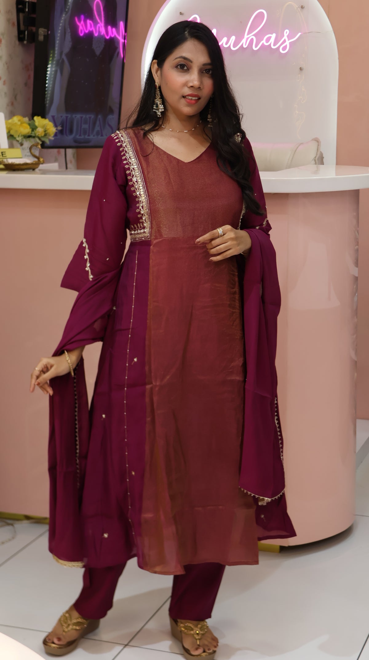 Premium Wine Partywear Salwar- YVS496