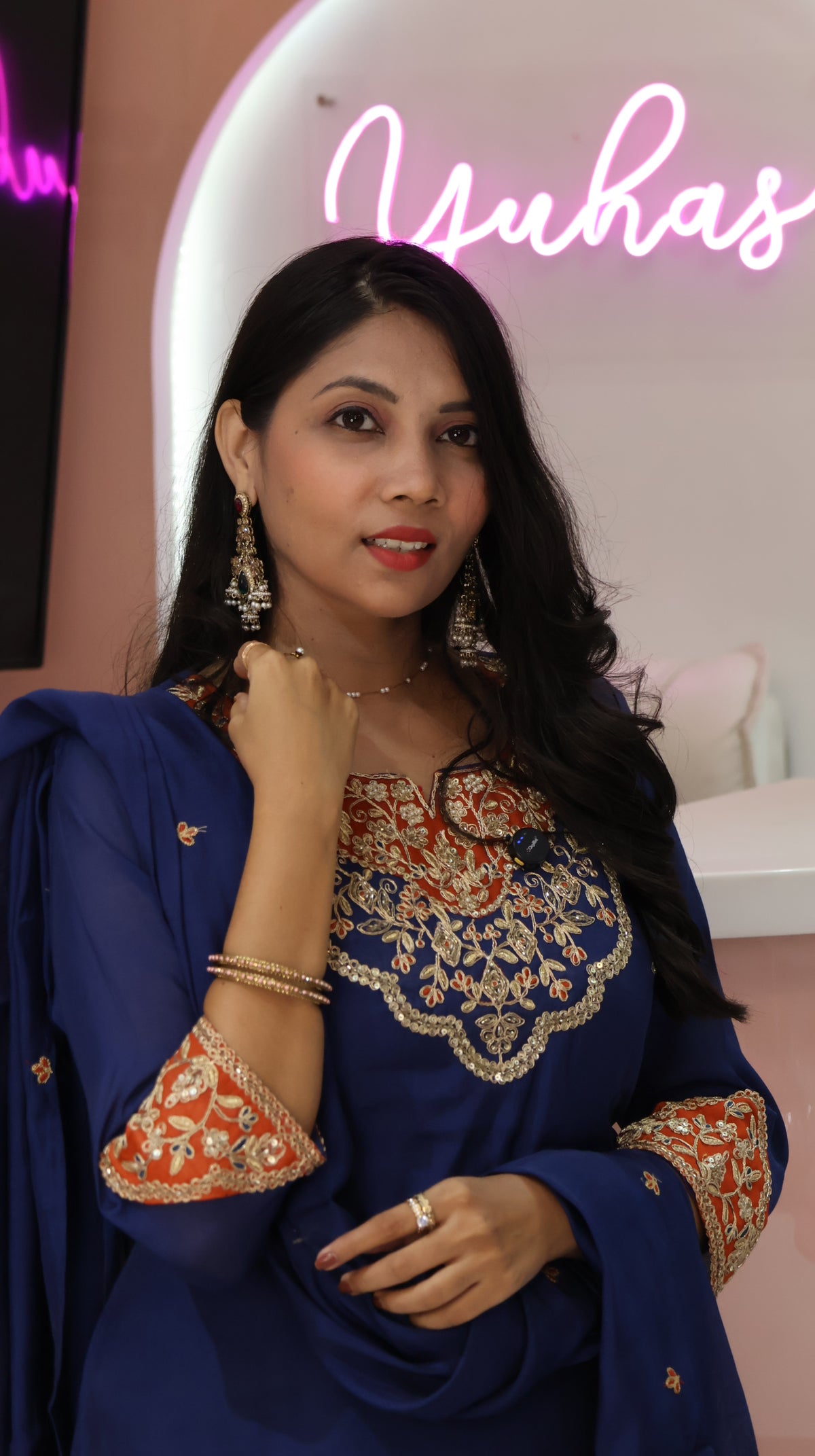 Premium Blue Mul chanderi Partywear Salwar- YVS514