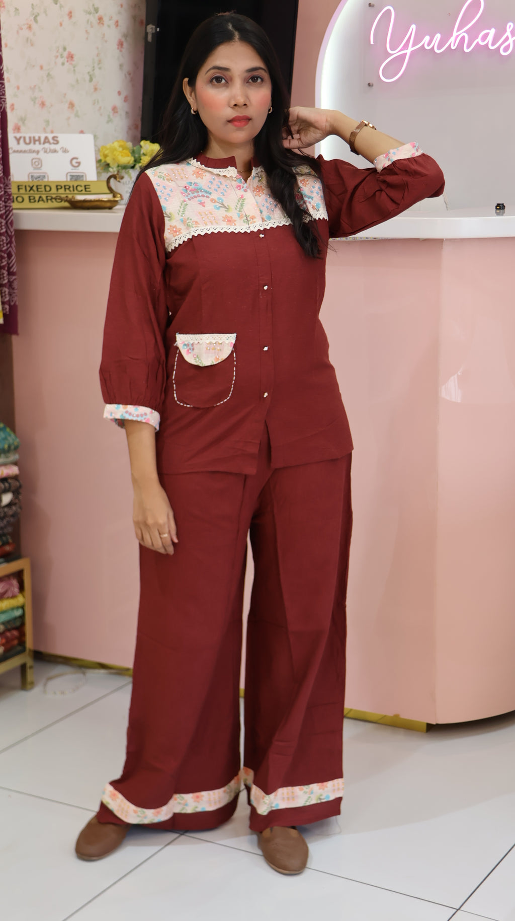 Maroon Partywear Coords -YVS518
