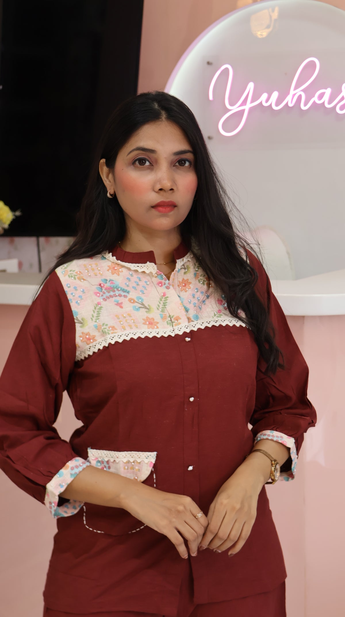 Maroon Partywear Coords -YVS518