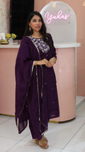 Premium Purple Cutout Aline Salwar-YVS540