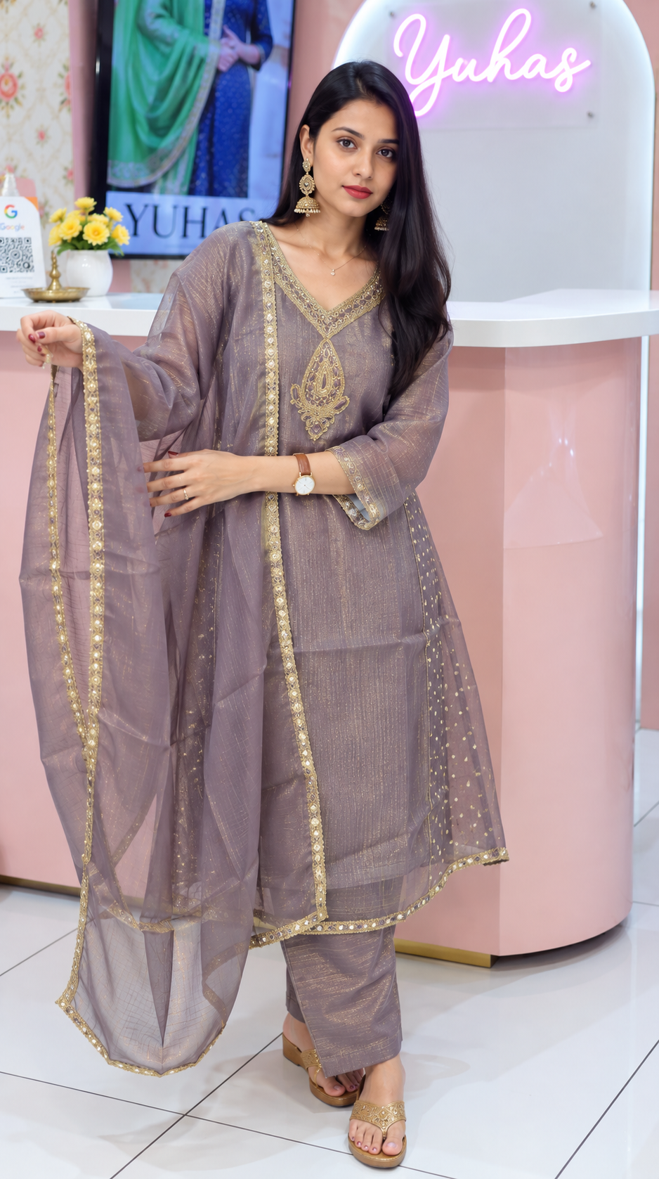 Premium salsa Lavender Partywear Anarkali Salwar- YVS608