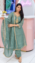 Premium salsa Persian Green Partywear Anarkali Salwar- YVS609