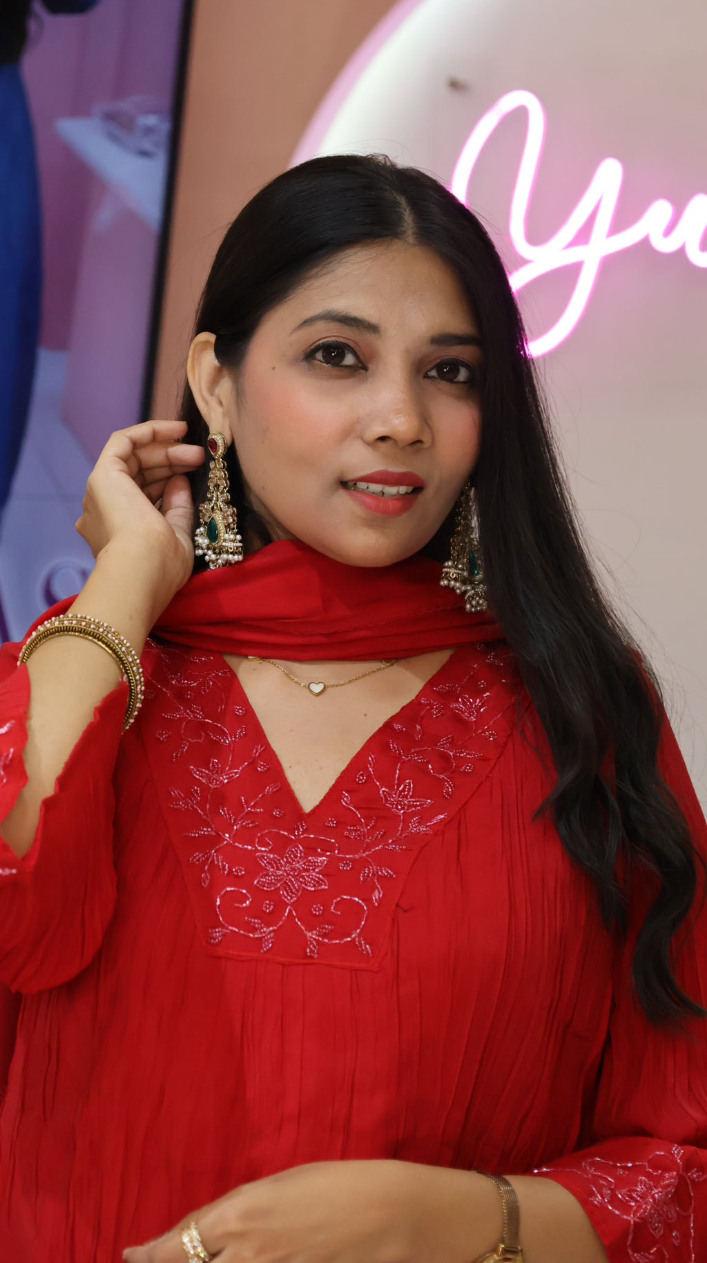 Premium Red Partywear Anarkali Salwar- YVS617