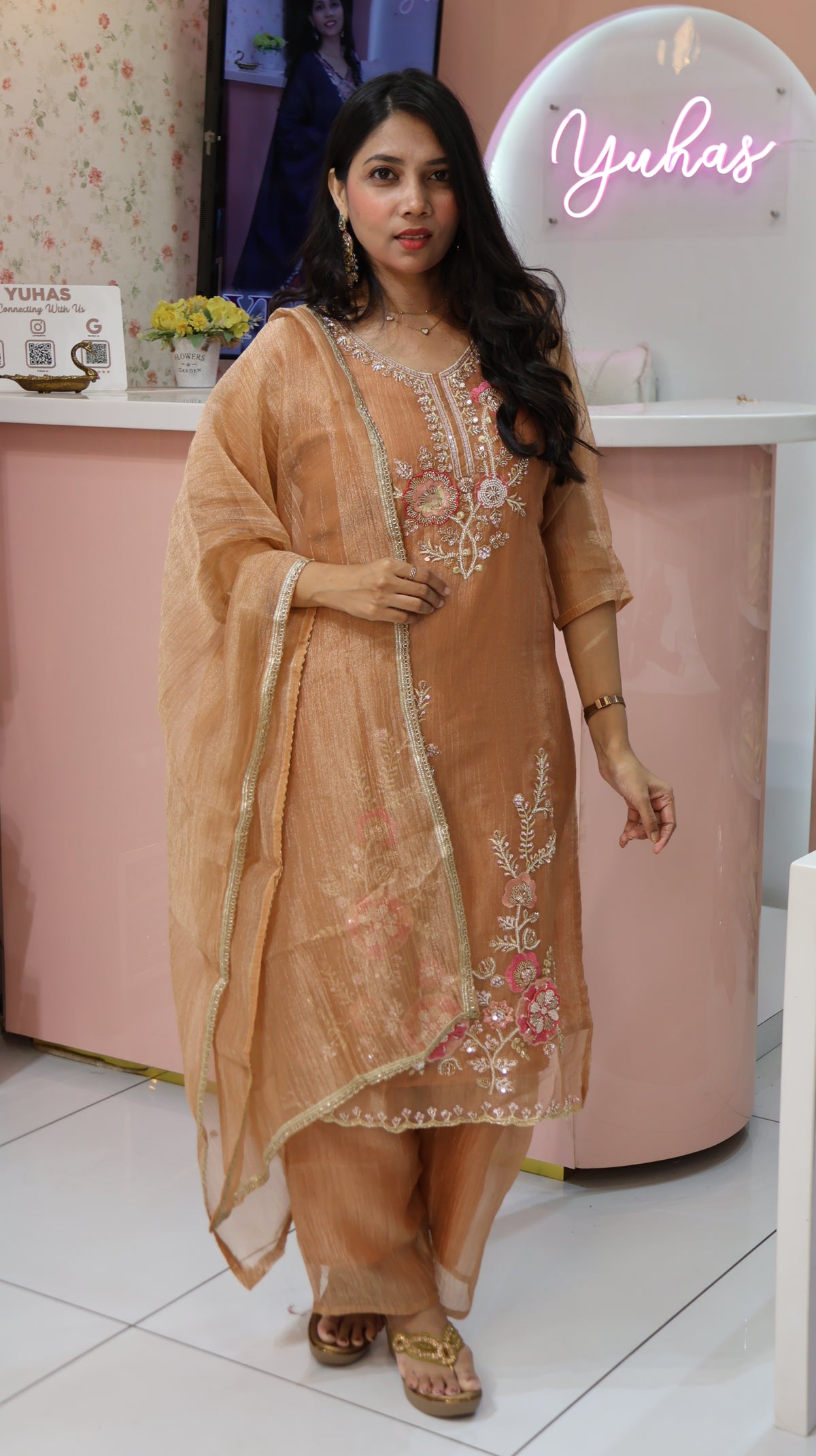 premium Peach Orange Salsa Salwar -YVS640