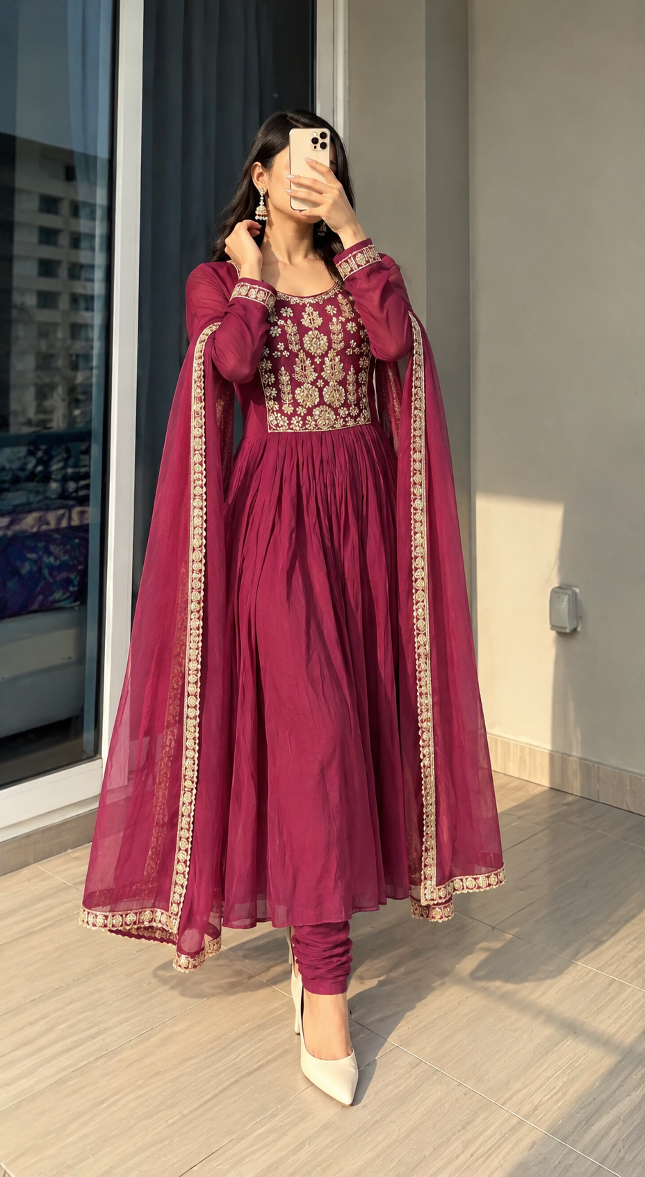 Premium Purple Mul Chanderi Anarkali Salwar-YVS647