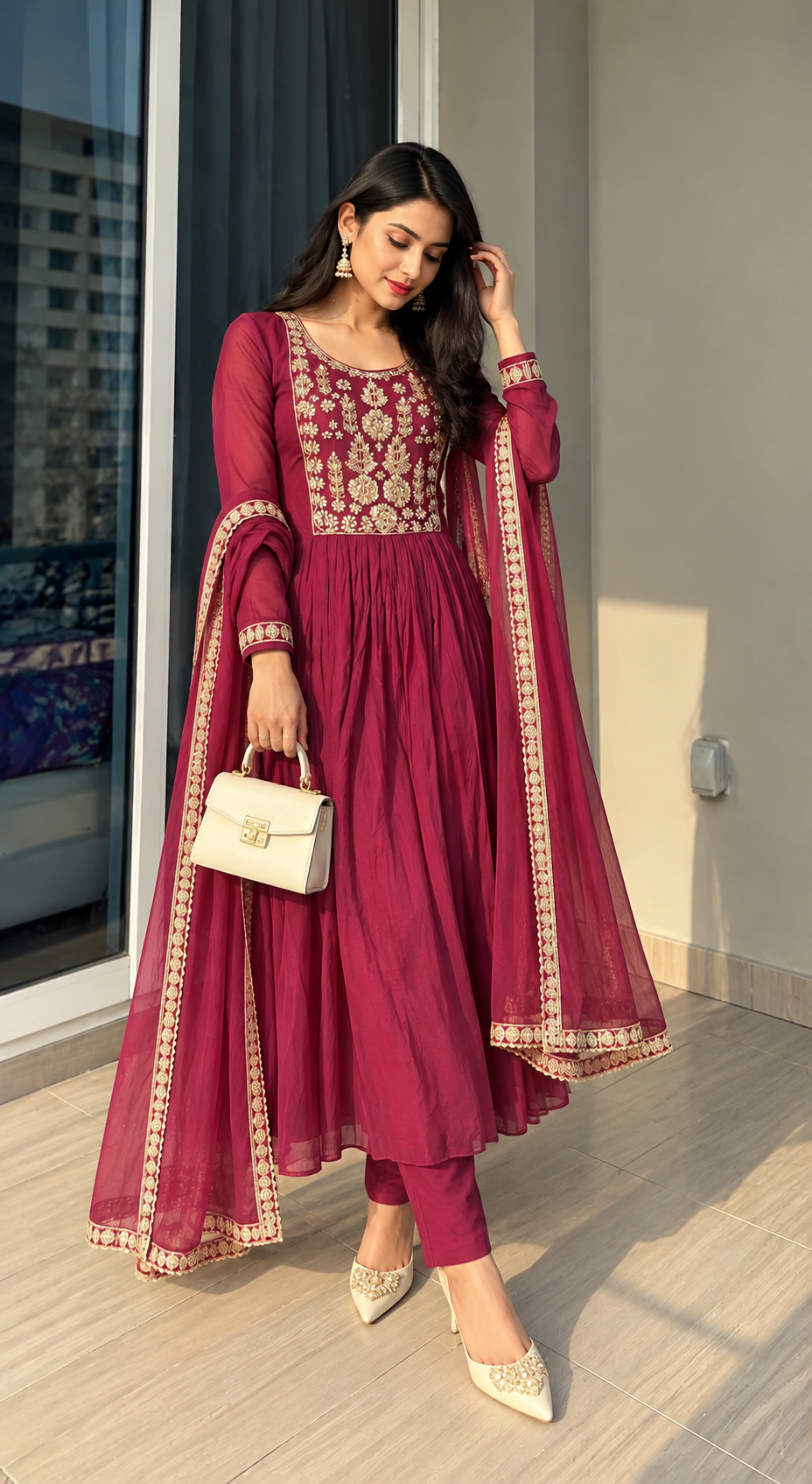 Premium Purple Mul Chanderi Anarkali Salwar-YVS647