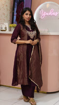 Premium Purple Mul Chanderi Anarkali salwar - YVS659