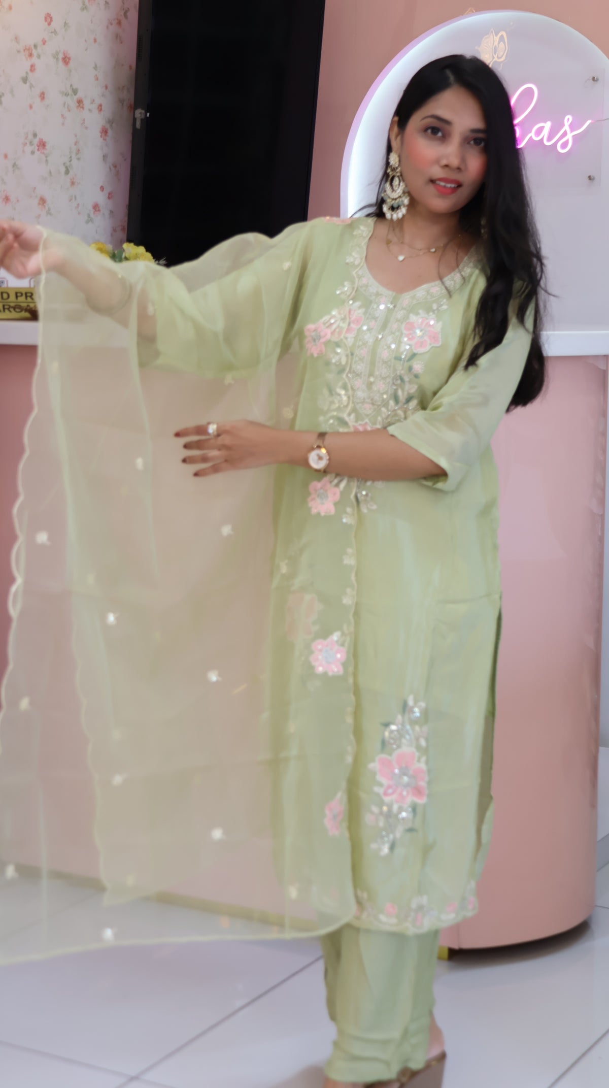 Premium Pista Green SOft  Salwar- YVS685