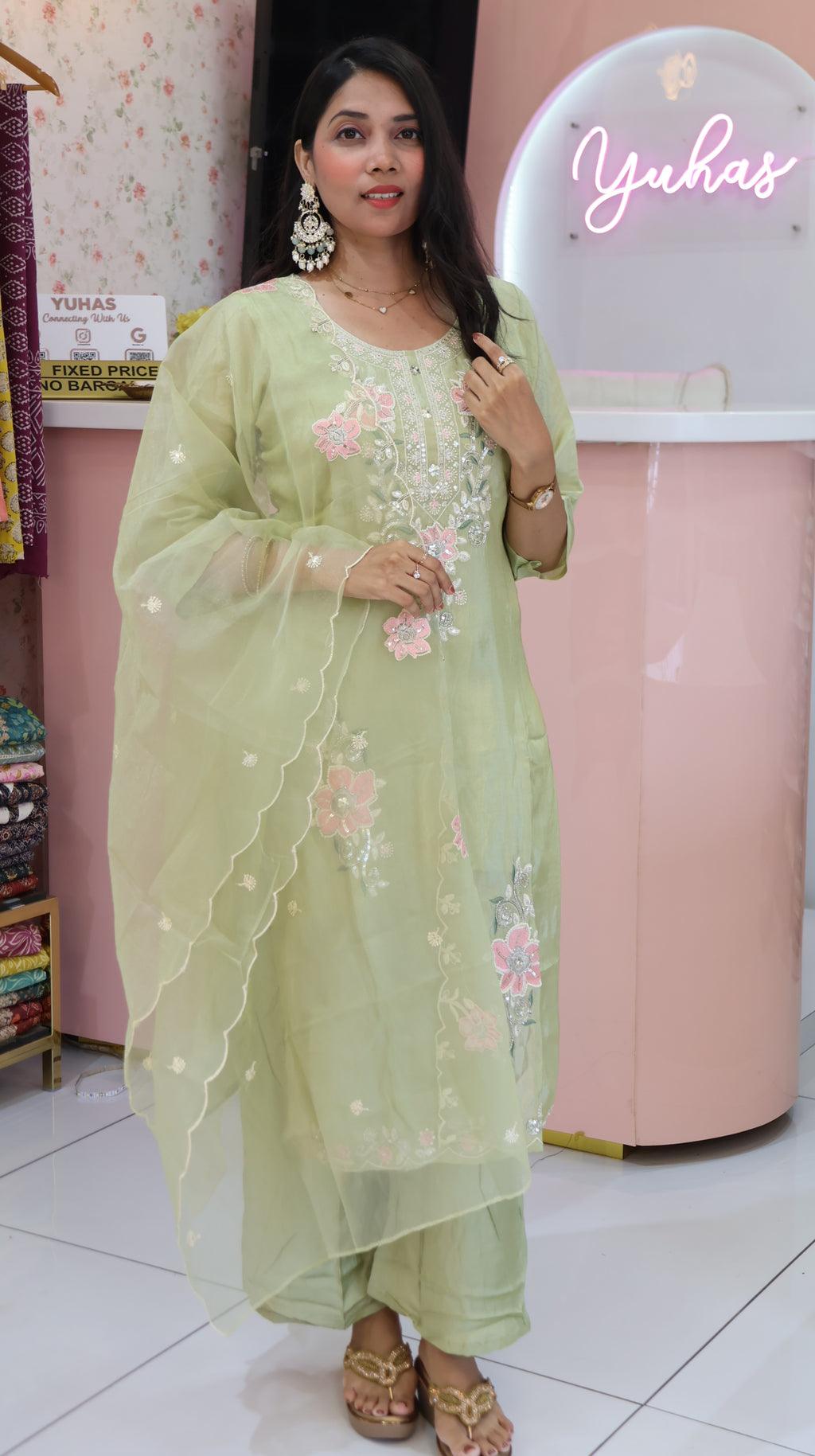 Premium Pista Green SOft  Salwar- YVS685