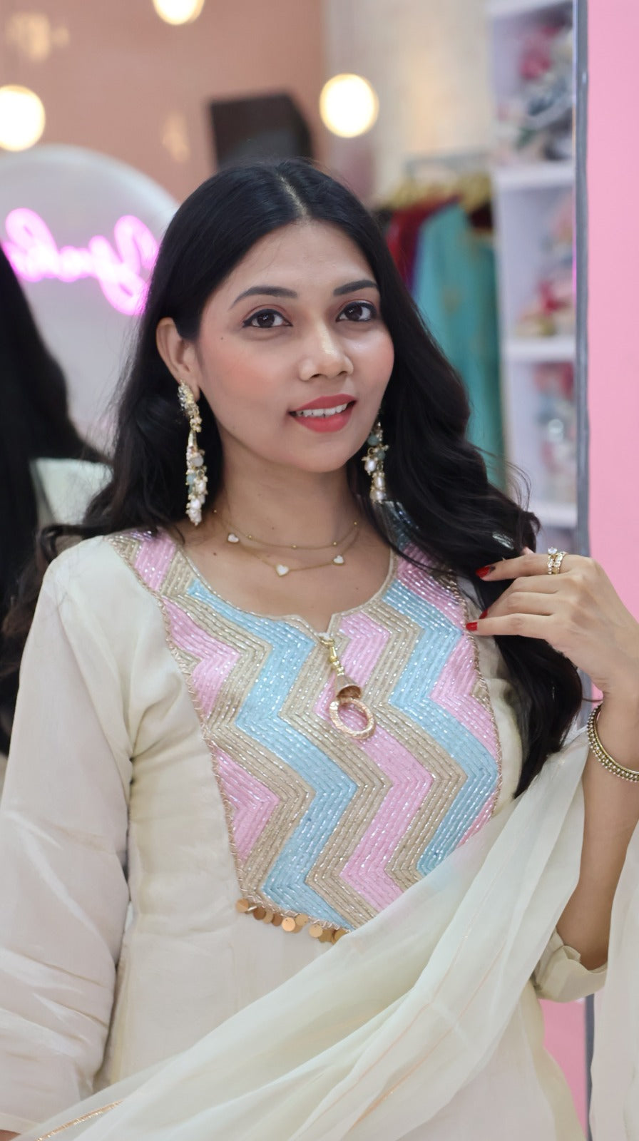 Premium Shimmer white Salwar -YFS701