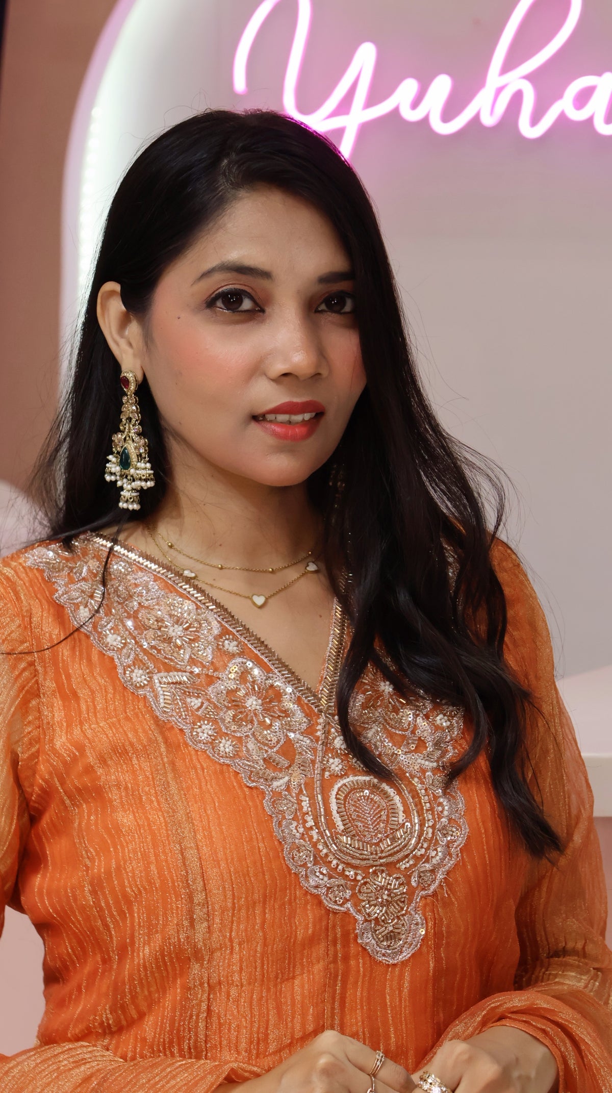 Premium salsa Orange Partywear Anarkali Salwar- YVS706