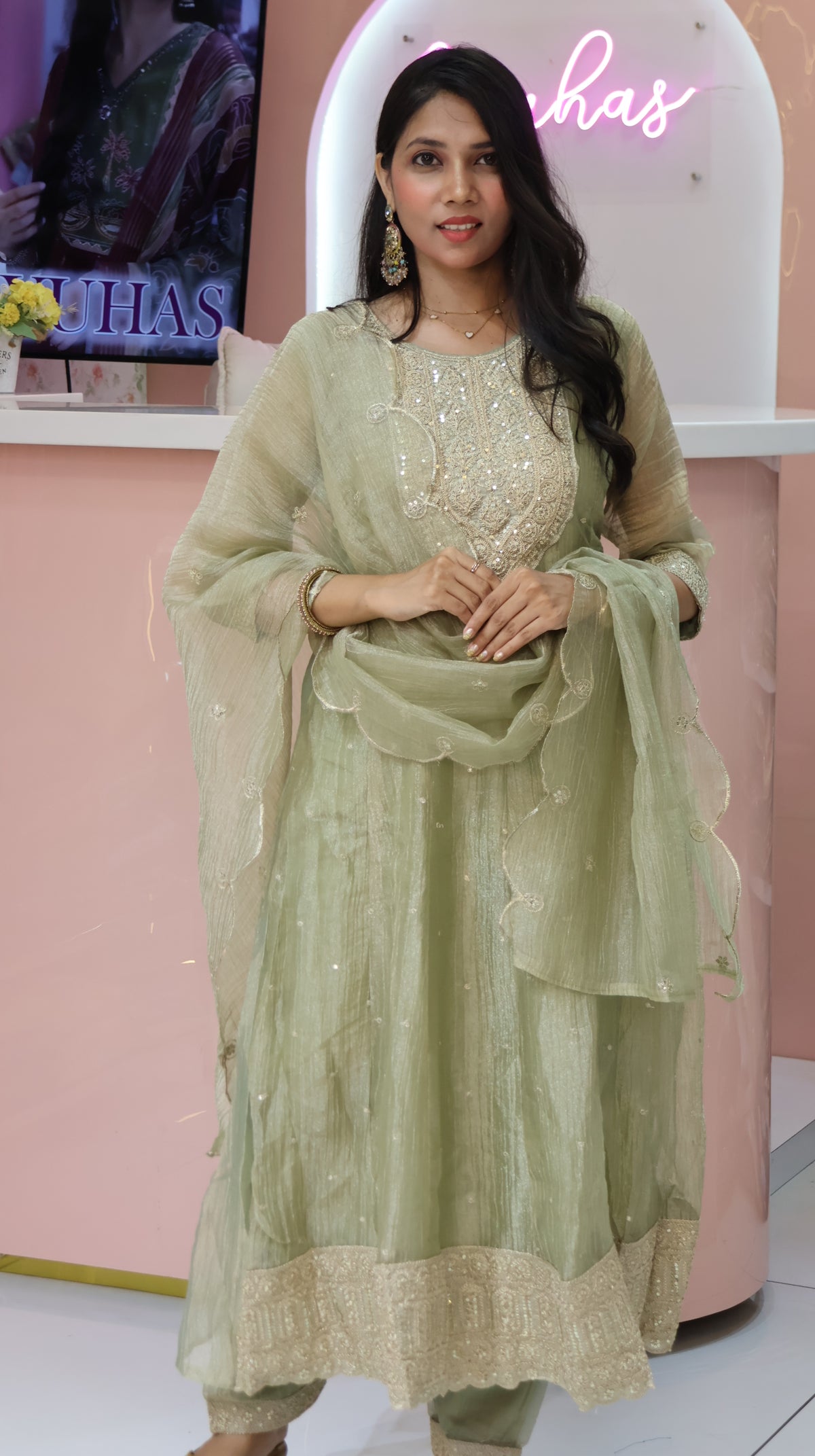 Premium Green Salsa Anarkali Salwar -YVS709