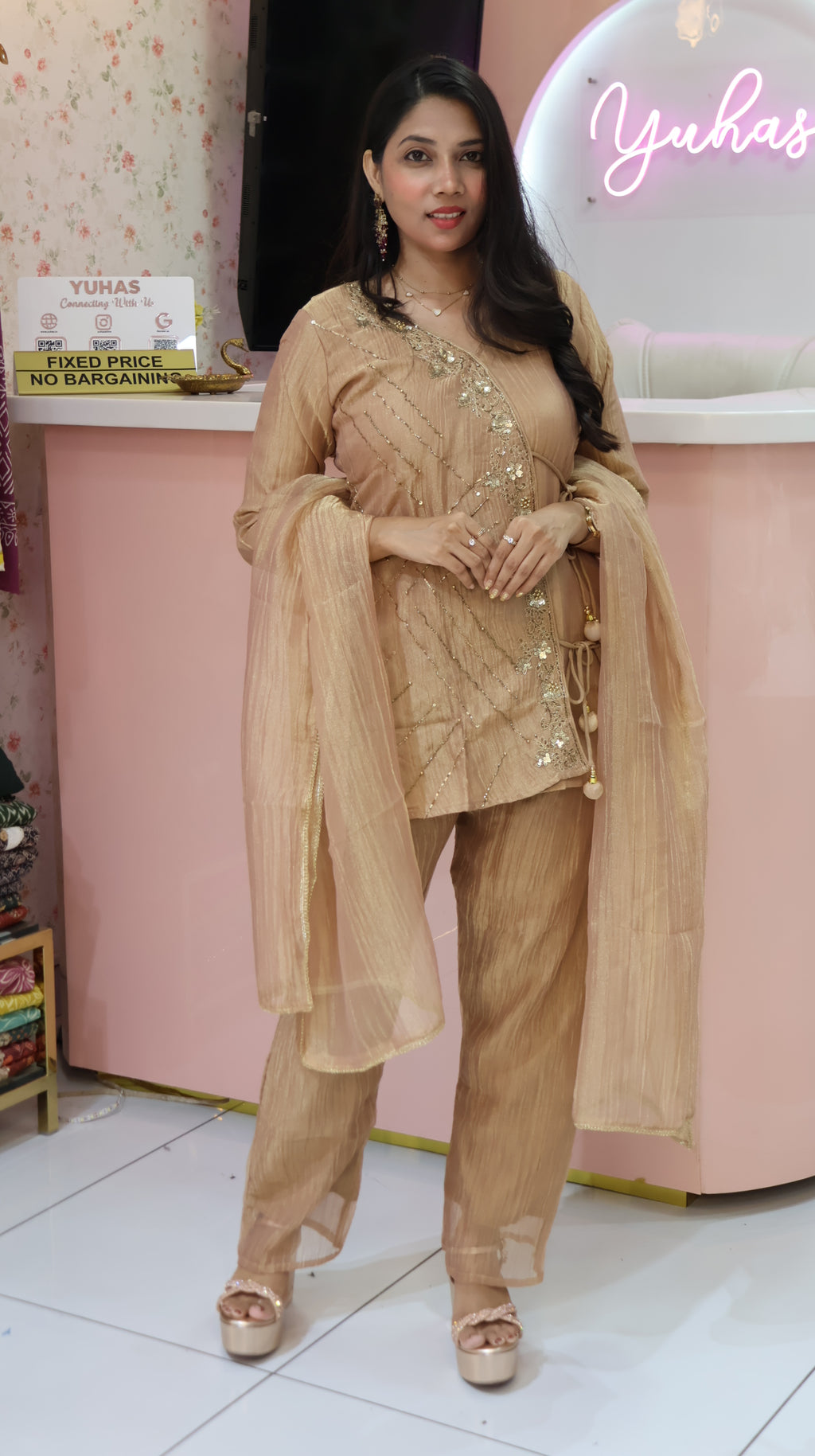 Premium Golden anarkali-YVS712