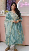 Premium Persian Green Anarkali Suit-YVS722