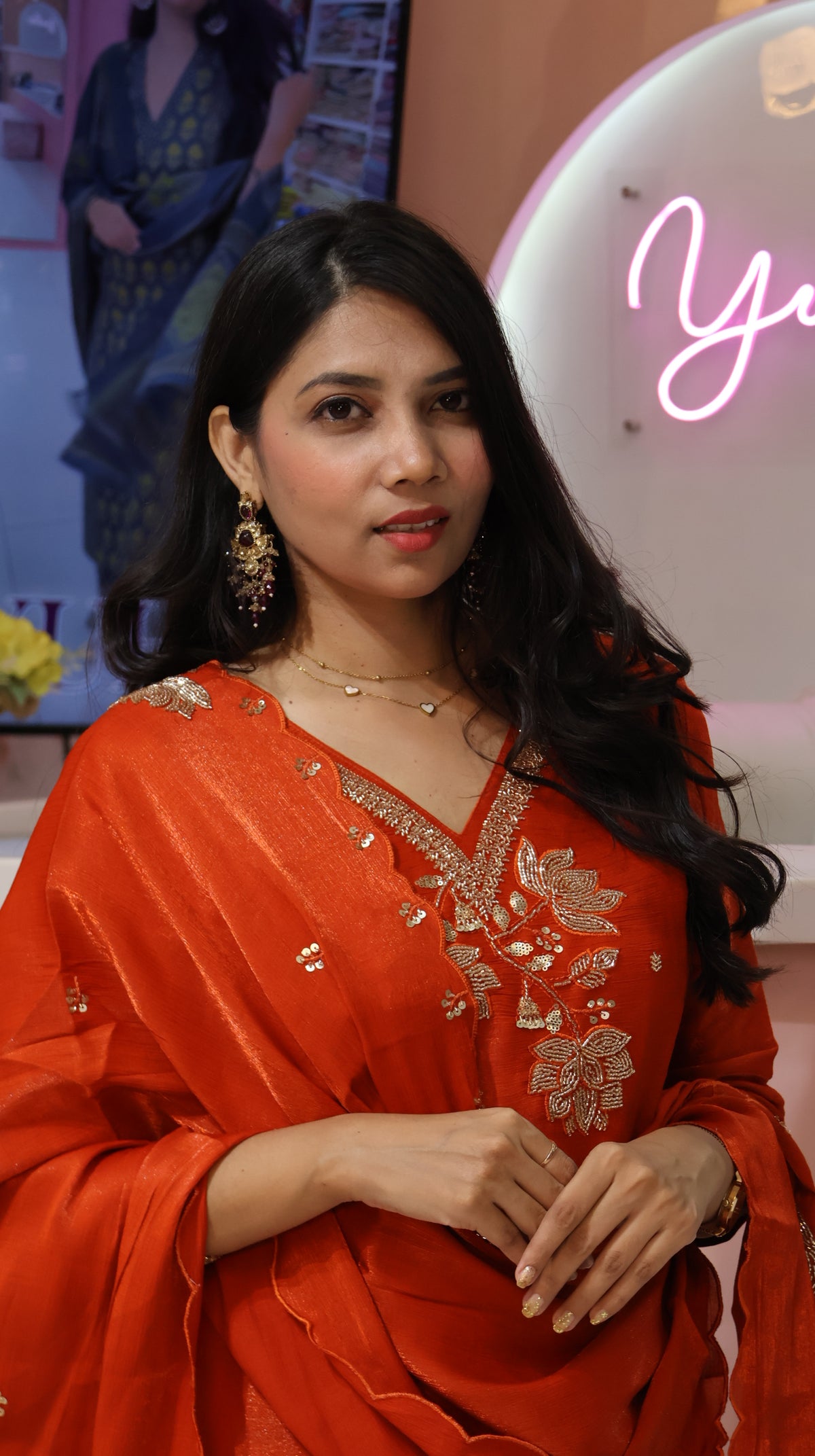 Premium Glass Orange salwar -YVS730